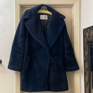 Max Mara Navy Wool Alpaca Coat Sz 8 US